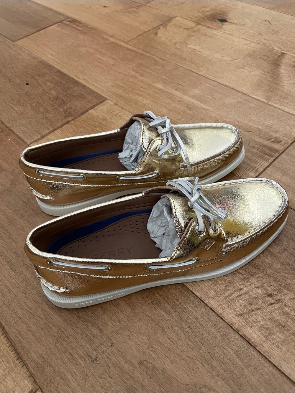 Sperry Metallic Gold Boat Shoes - Picture 3 of 7